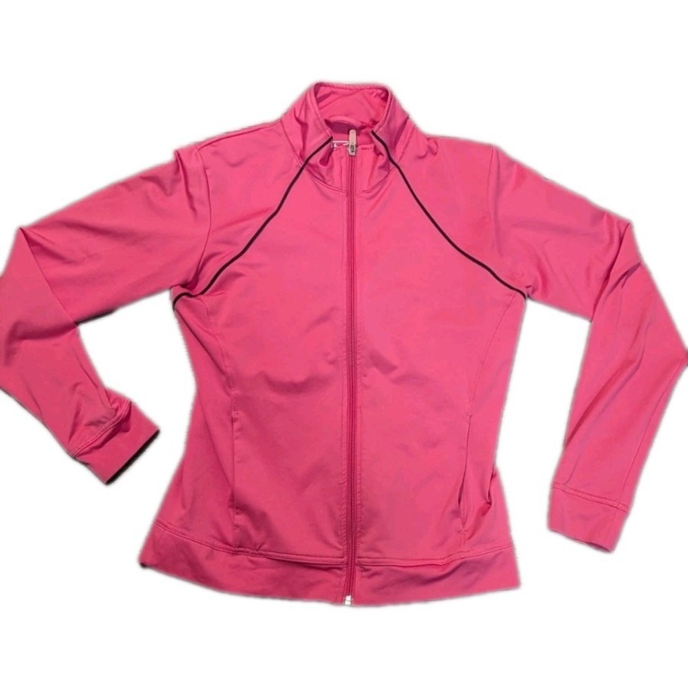 Nike Performance Women's M Jacket Pink Full‎ Zip Mock Neck Logo Warm-up Athletic